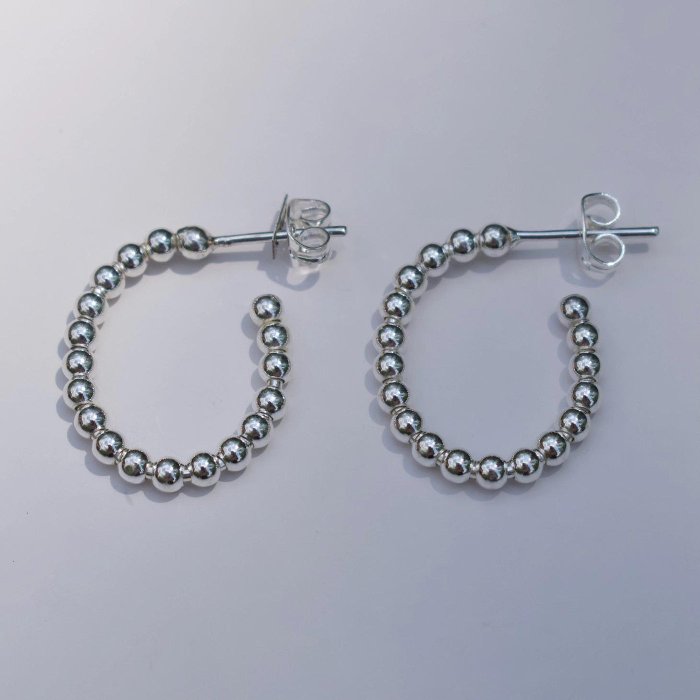 Silver Beaded Hoop Earrings