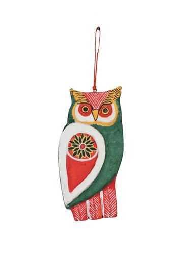 Hand-Painted Paper Mache Owl Ornament
