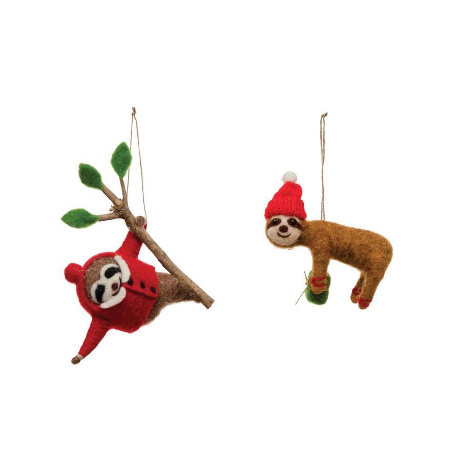 Wool Felt Sloth Ornament (2 Styles!)