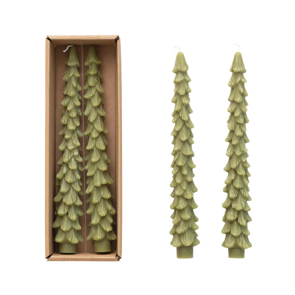 Tree Shaped Unscented Taper Candles, Set of 2 (2 Colors)