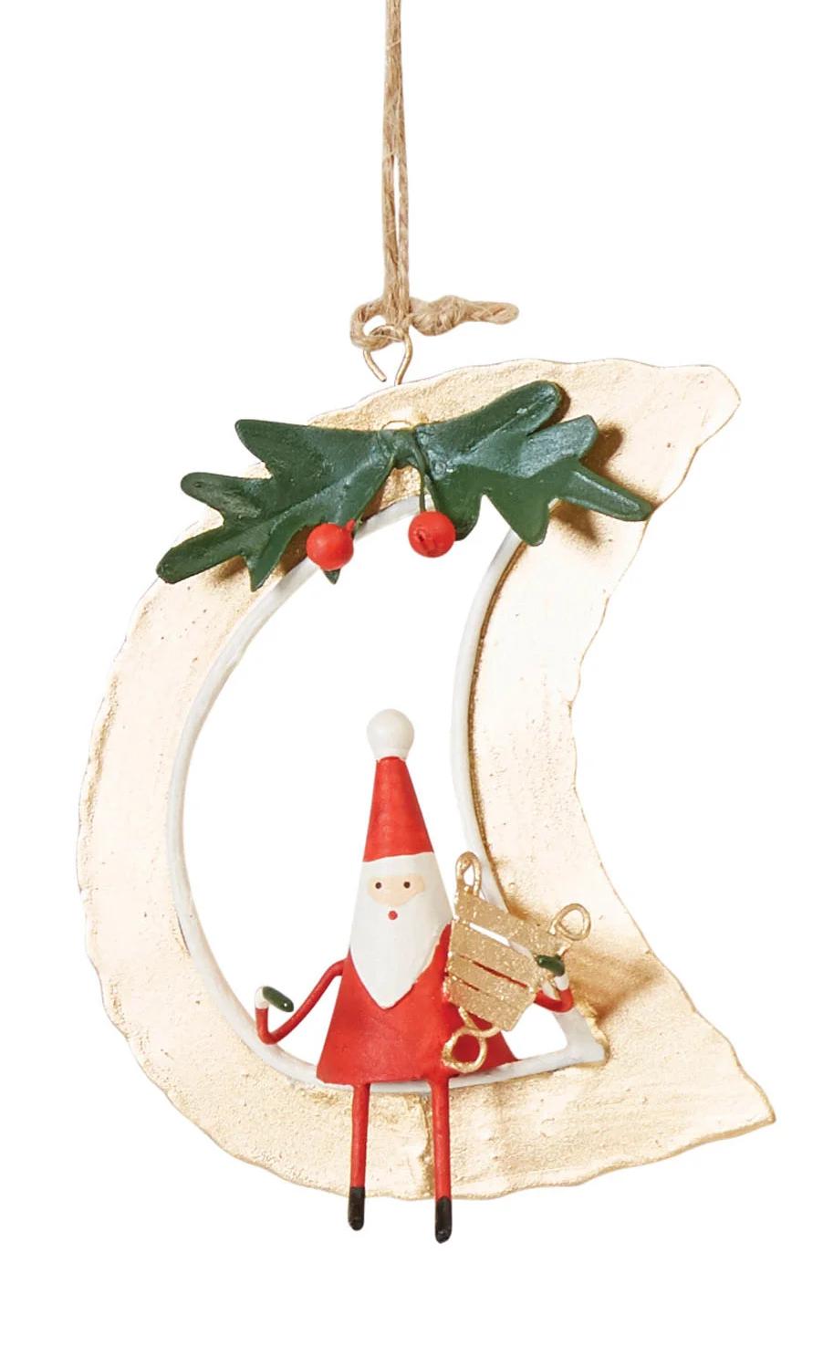 Hand Painted Santa on the Moon Ornament (3 Styles to Choose From!)