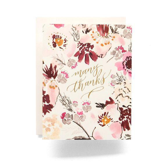 Many Thanks Floral Cards, Boxed set of 6